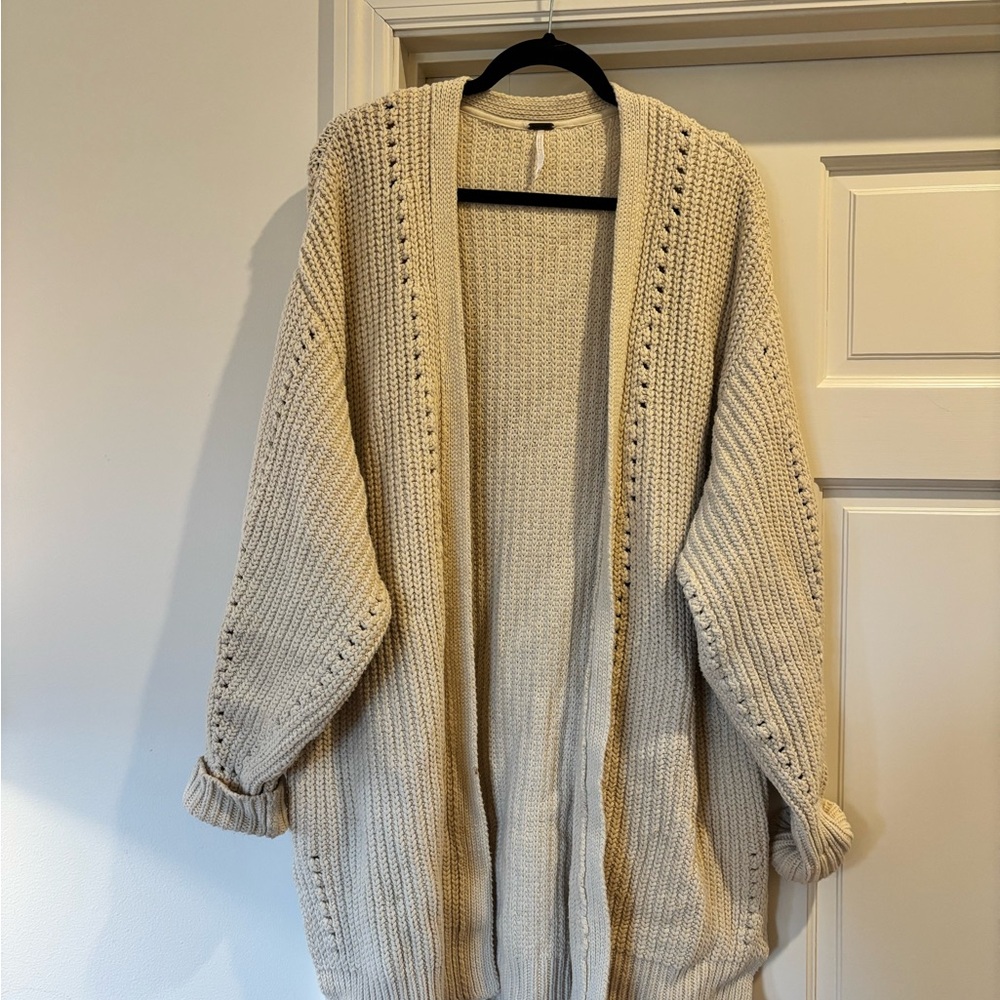 Free People Cream Knit Cardigan